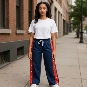 H&M Divided Womens Snap Button‎ Track Pants Side Stripe Athletic Lounge S